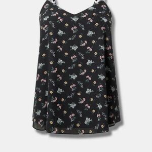 Torrid size 00 M/L Black floral print Chiffon Swing Cami NWT